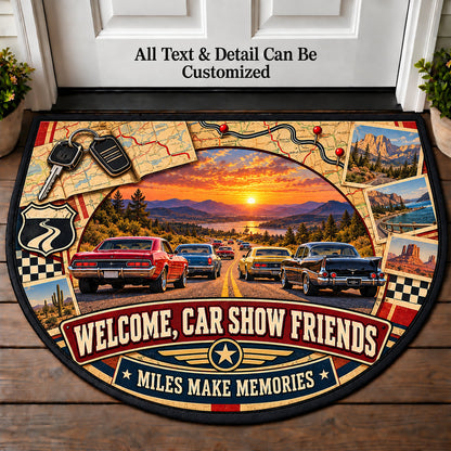 Route Map Memories - Car Show Crew Personalized Half Round Mat | 5To9Vibe