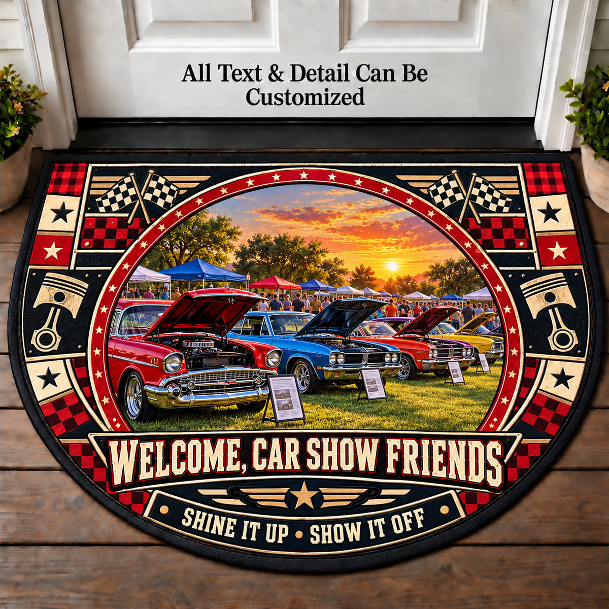 Sunday Car Show - Car Show Crew Personalized Half Round Mat | 5To9Vibe