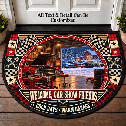 Winter Garage Project - Car Show Crew Personalized Half Round Mat | 5To9Vibe