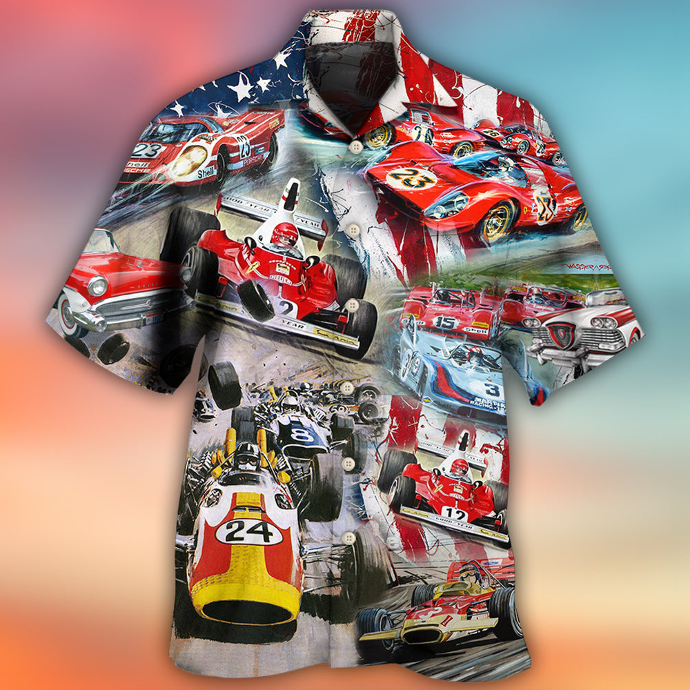 Car Racing Independence Day America - Hawaiian Shirt 