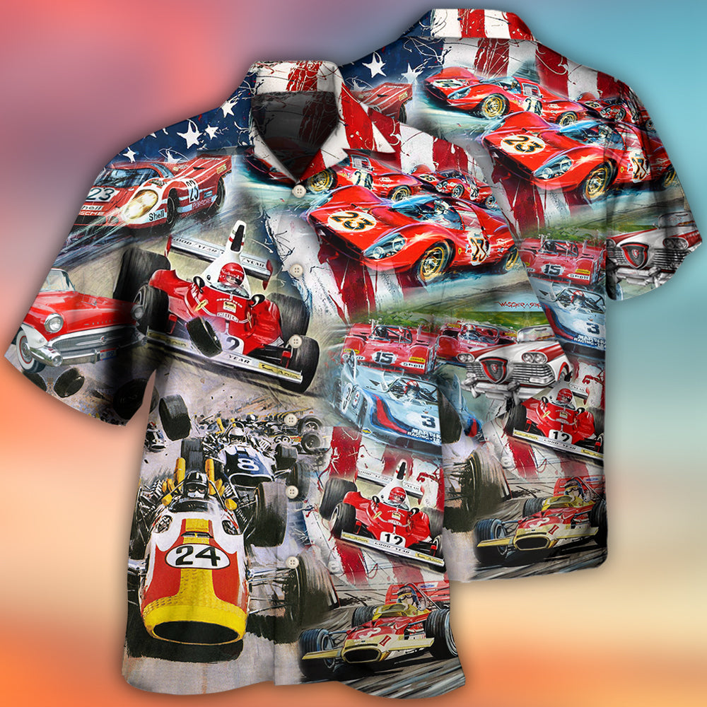 Car Racing Independence Day America - Hawaiian Shirt 