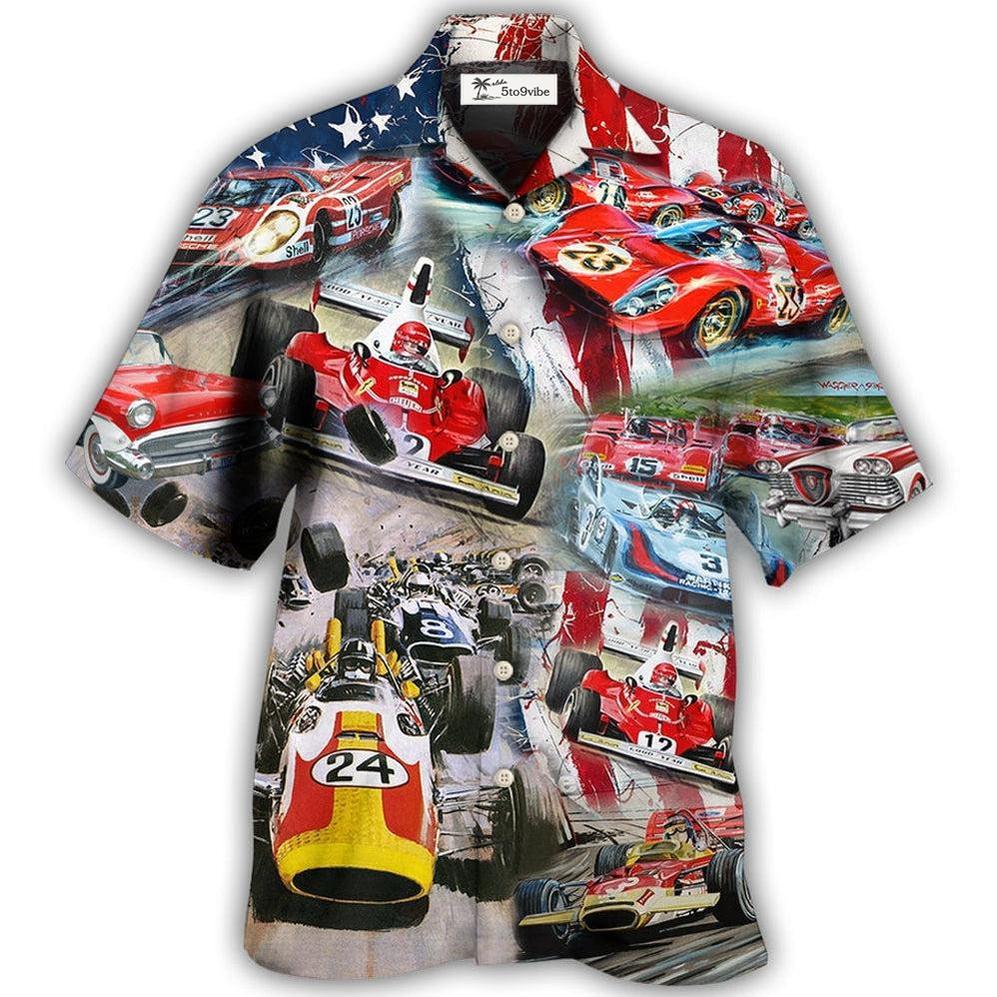 Hawaiian Shirt / Adults / S Car Racing Independence Day America - Hawaiian Shirt 