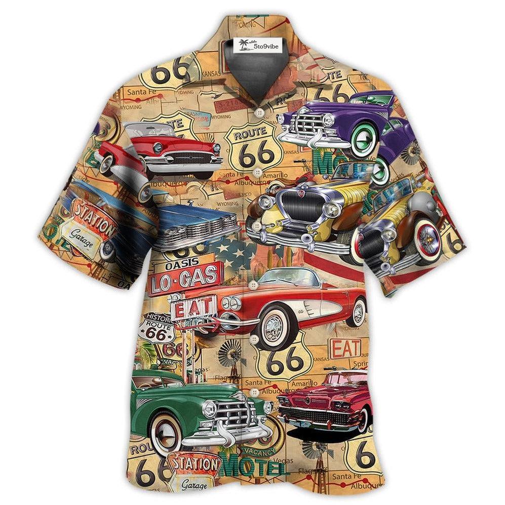 Hawaiian Shirt / Adults / S Car The Mother Road Route 66 Road Trip Vintage - Hawaiian Shirt 