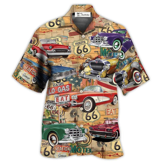 Hawaiian Shirt / Adults / S Car The Mother Road Route 66 Road Trip Vintage - Hawaiian Shirt 