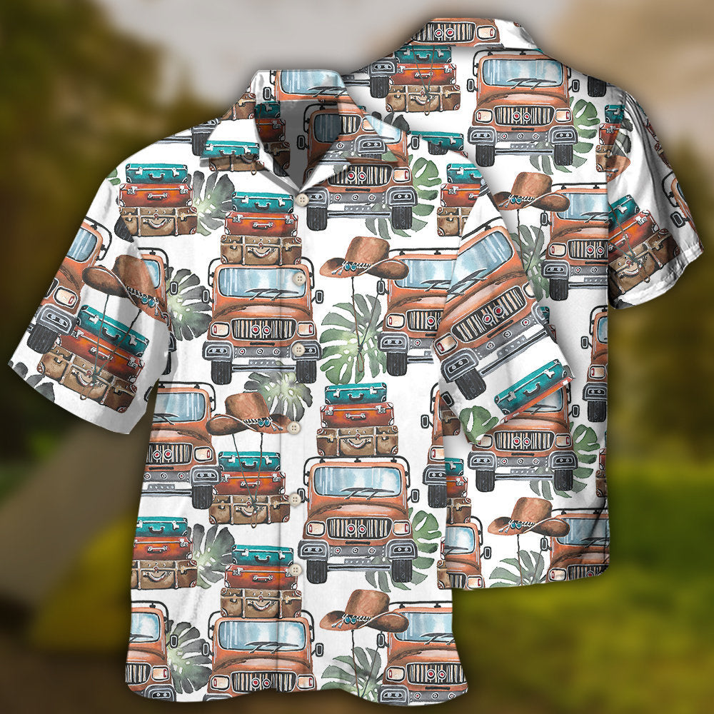 Car And Luggage Tropical Leaf - Hawaiian Shirt 