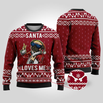 Cardinal Red Bulldog Funny Ugly Christmas Sweater - Funny Ugly Christmas Sweater