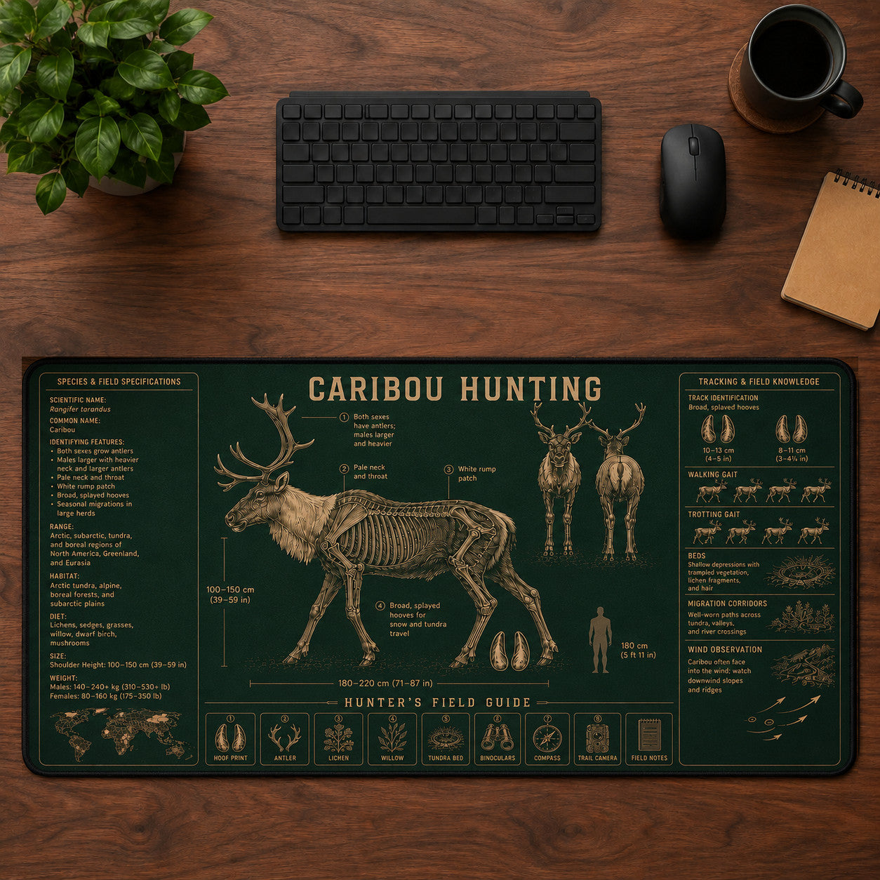 Caribou Hunting Desk Mat Mouse Pad | 5To9Vibe