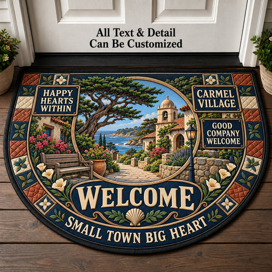 Carmel Village Personalized Half Round Mat | 5To9Vibe