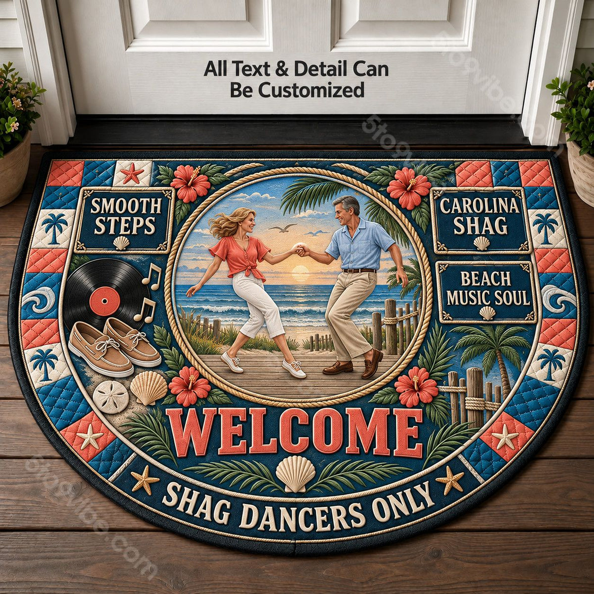 Carolina Shag Personalized Half Round Mat | 5To9Vibe