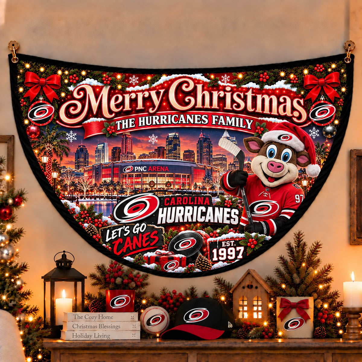 All Hockey Teams Personalized Christmas Night Bunting Flag - 5to9vibe