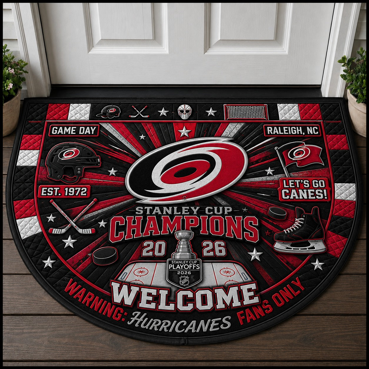 Hockey All Teams Custom Quilted Print Premium Welcome Mat – Personalized Baseball Doormat