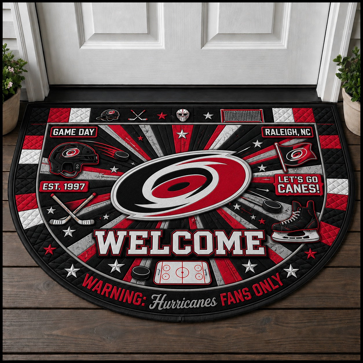 Hockey All Teams Custom Quilted Print Premium Welcome Mat – Personalized Baseball Doormat