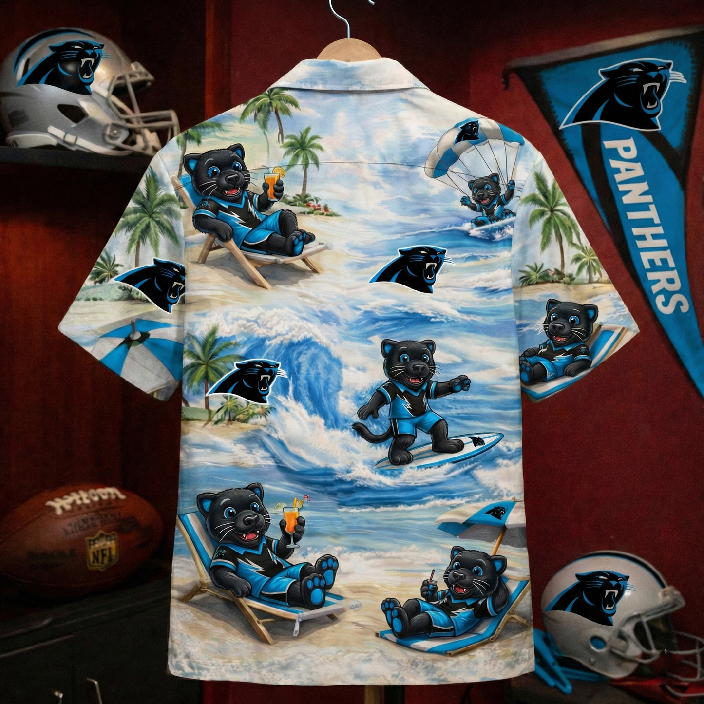 Camisa Hawaiana Unisex CP Football Mascot Beach Viber para Hombres y Mujeres
