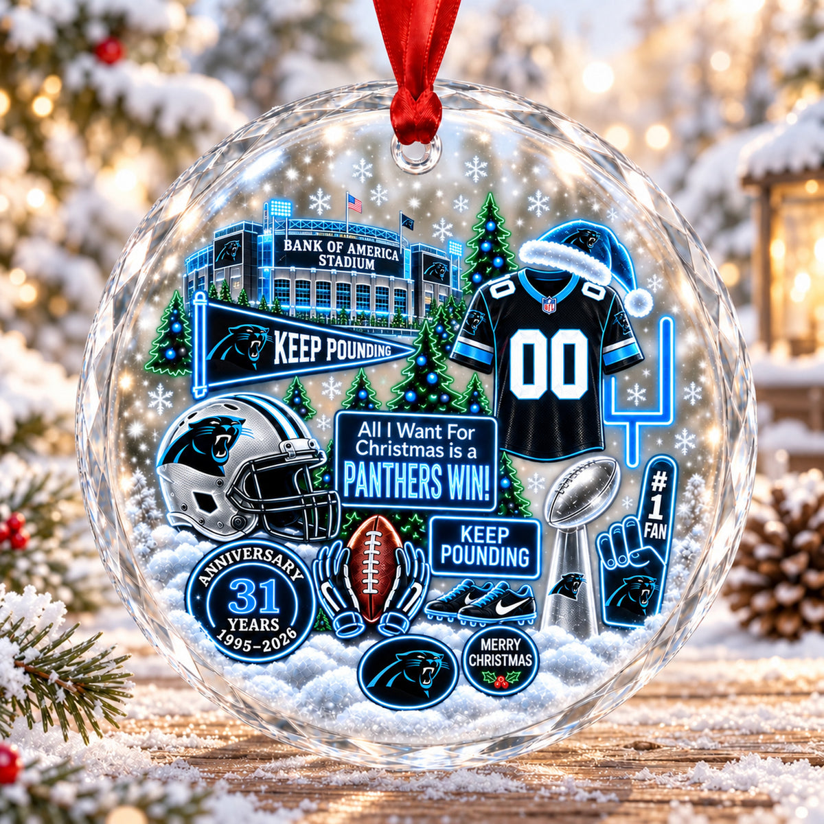 All Football Teams Christmas Stadium Snow Vibe Glass Ornament With Gift Box - 5to9vibe