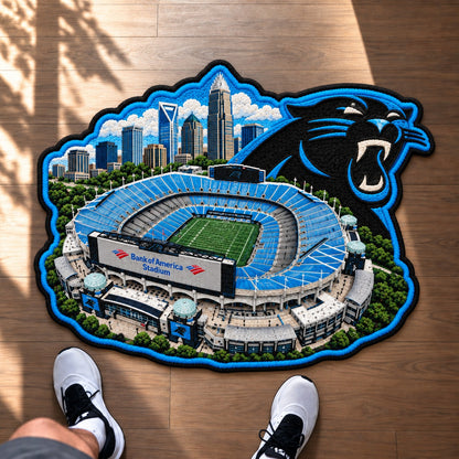 All Football Teams Logo Stadium Area Baseball Fan Custom Shape Rug Print Premium Welcome Mat Washable Black Border Personalized Football Custom Shape Rug