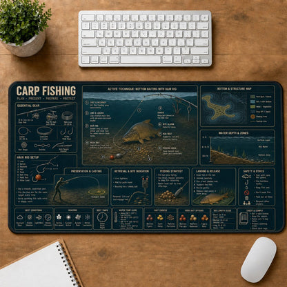 Carp Fishing Fishing Field Guide Desk Mat | 5To9Vibe