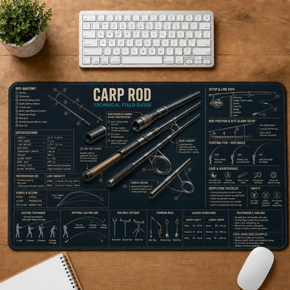 Carp Rod Fishing Field Guide Desk Mat | 5To9Vibe