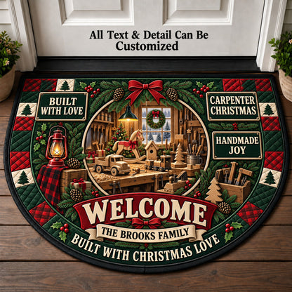 Carpenter Christmas Personalized Half Round Mat | 5To9Vibe