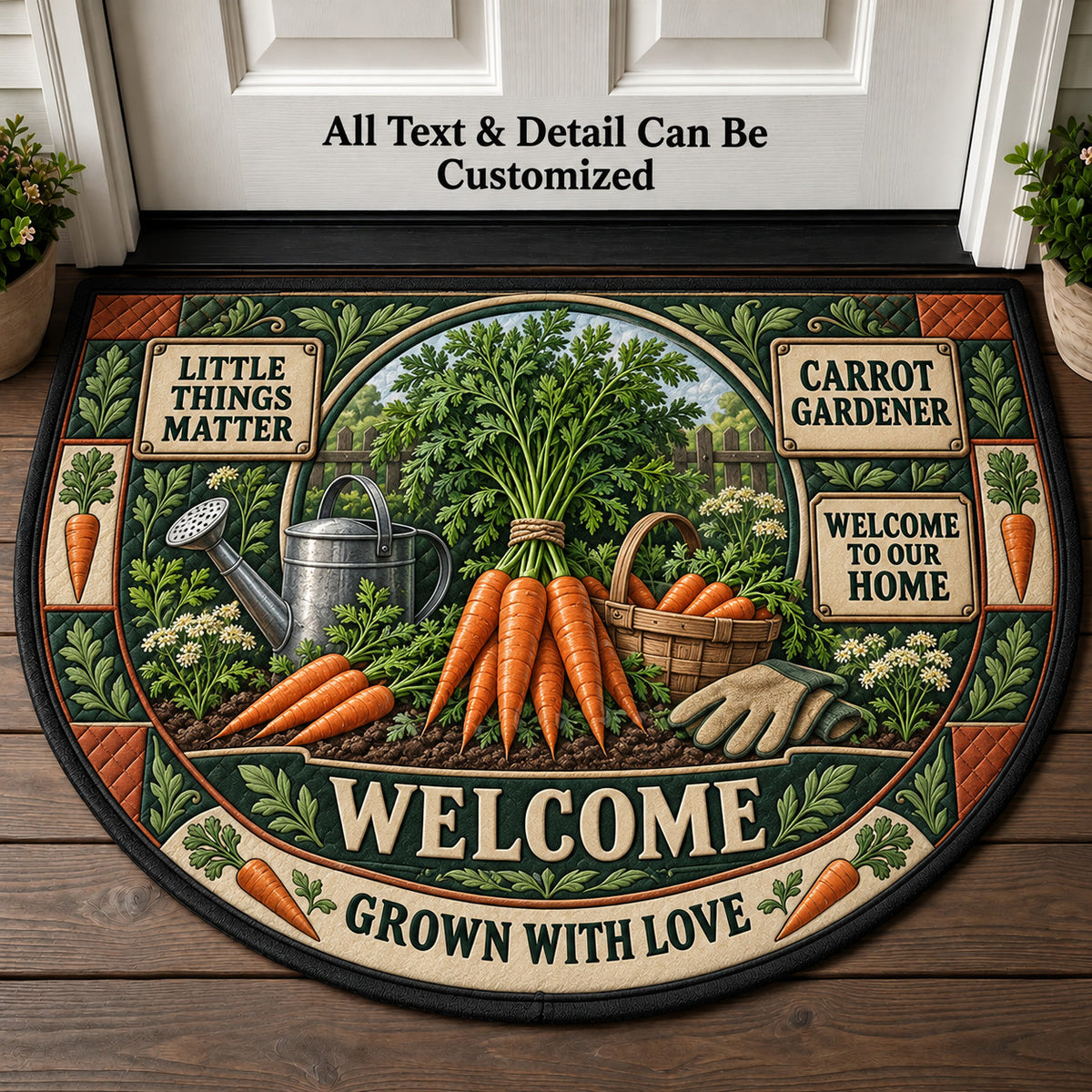 Carrot Gardener Personalized Half Round Mat | 5To9Vibe