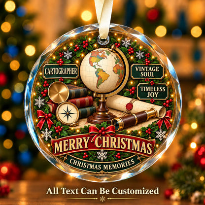 Cartographer Personalized Glass Ornament | 5To9Vibe