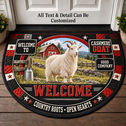 Cashmere Goat Personalized Half Round Mat | 5To9Vibe
