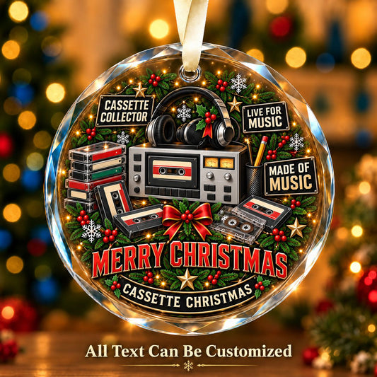 Cassette Collector Personalized Glass Ornament | 5To9Vibe