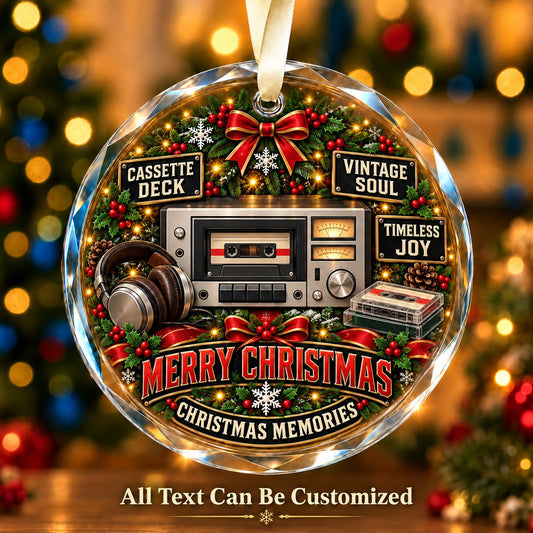 Cassette Deck Personalized Glass Ornament | 5To9Vibe