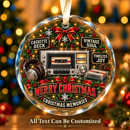 Cassette Deck Personalized Glass Ornament | 5To9Vibe