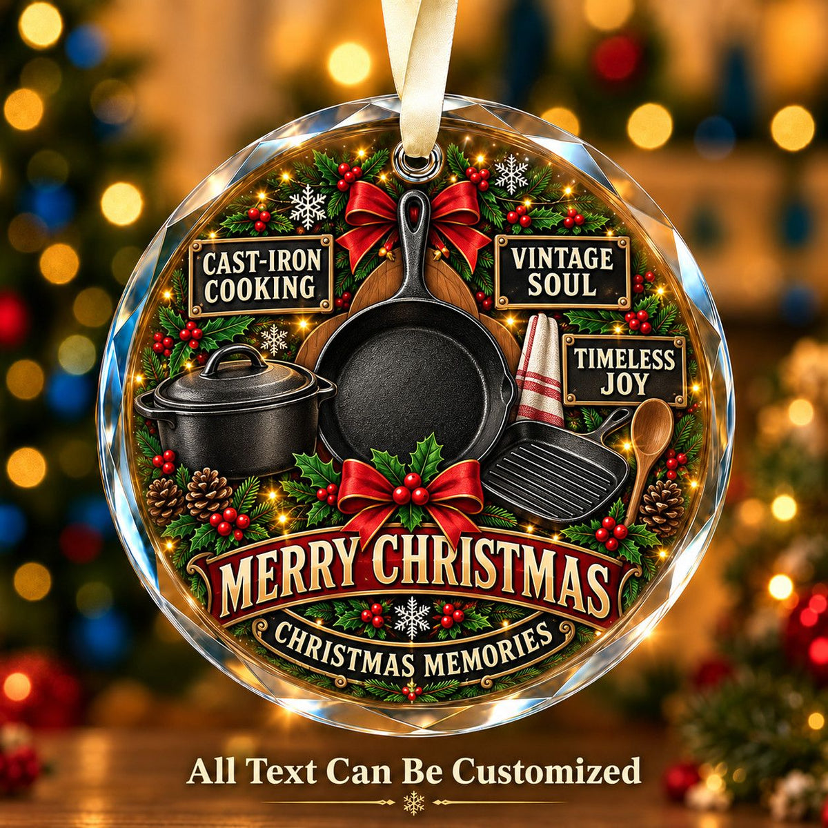 Cast-Iron Cooking Personalized Glass Ornament | 5To9Vibe