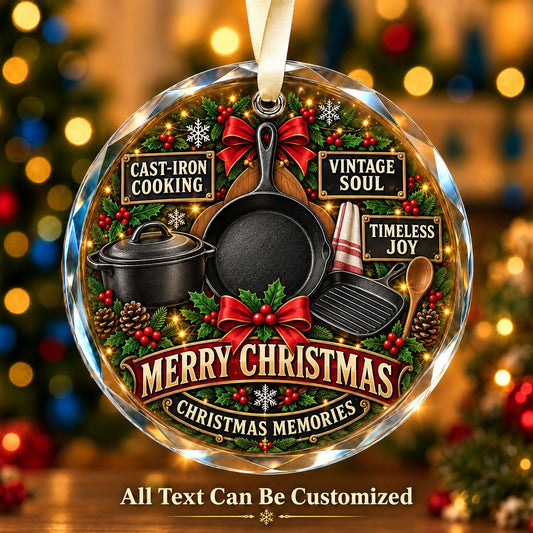 Cast-Iron Cooking Personalized Glass Ornament | 5To9Vibe