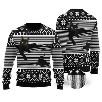 Cat Christmas Sweater Black | Funny ugly christmas sweater - Funny Ugly Christmas Sweater