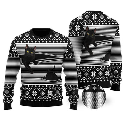 Cat Christmas Sweater Black | Funny ugly christmas sweater - Funny Ugly Christmas Sweater