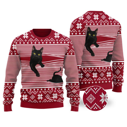 Cat Christmas Sweater Cardinal Red | Funny ugly christmas sweater - Funny Ugly Christmas Sweater