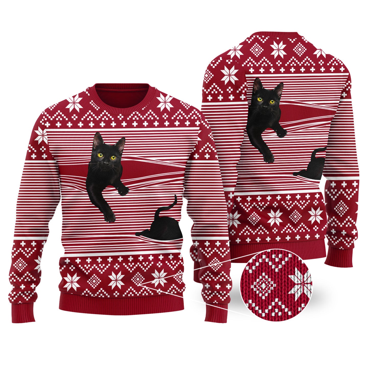 Cat Christmas Sweater Cardinal Red | Funny ugly christmas sweater - Funny Ugly Christmas Sweater