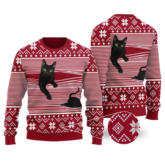 Cat Christmas Sweater Cardinal Red | Funny ugly christmas sweater - Funny Ugly Christmas Sweater