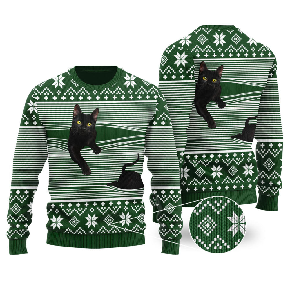 Cat Christmas Sweater Forest Green | Funny ugly christmas sweater - Funny Ugly Christmas Sweater