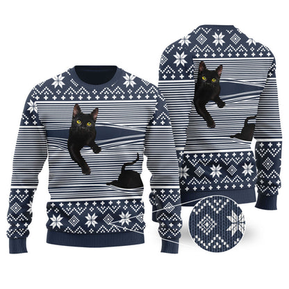 Cat Christmas Sweater Navy | Funny ugly christmas sweater - Funny Ugly Christmas Sweater
