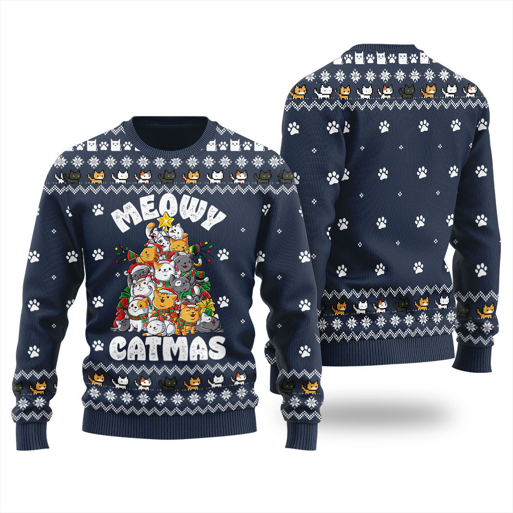 Cat Christmas Tree Men's Ugly Christmas Sweater