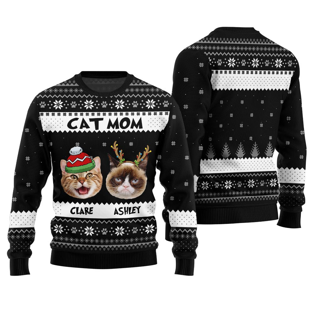 Cat Mom Custom Ugly Xmas Sweater
