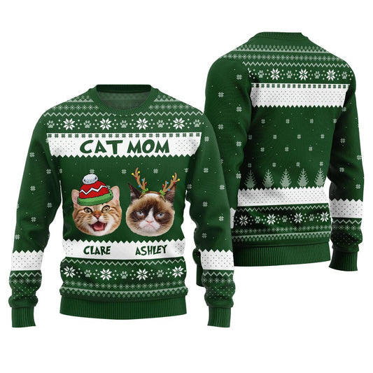 Cat Mom Custom Ugly Xmas Sweater