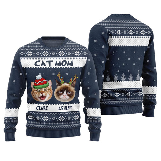 Cat Mom Custom Ugly Xmas Sweater