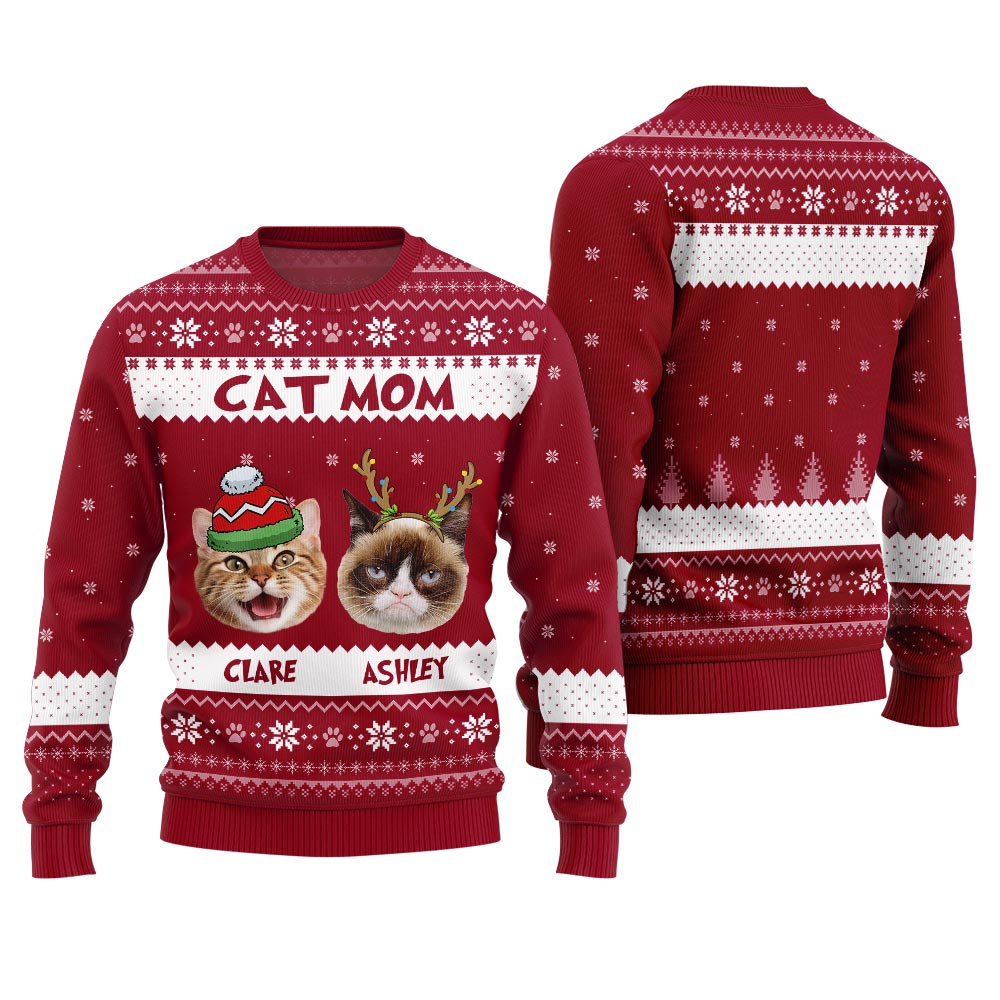 Cat Mom Custom Ugly Xmas Sweater