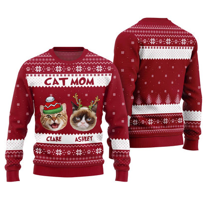 Cat Mom Custom Ugly Xmas Sweater