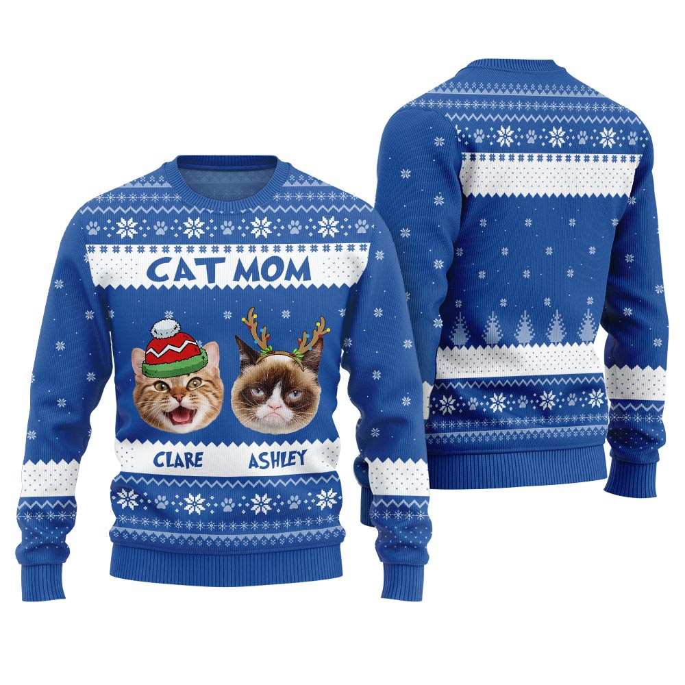 Cat Mom Custom Ugly Xmas Sweater