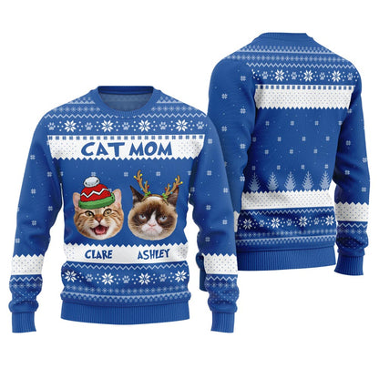 Cat Mom Custom Ugly Xmas Sweater