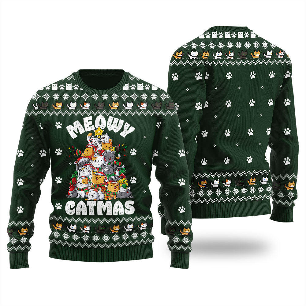 Cat Xmas Tree Christmas Sweater Women