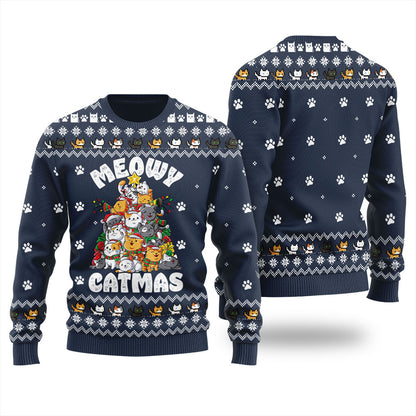 Cat Xmas Tree Christmas Sweater Women