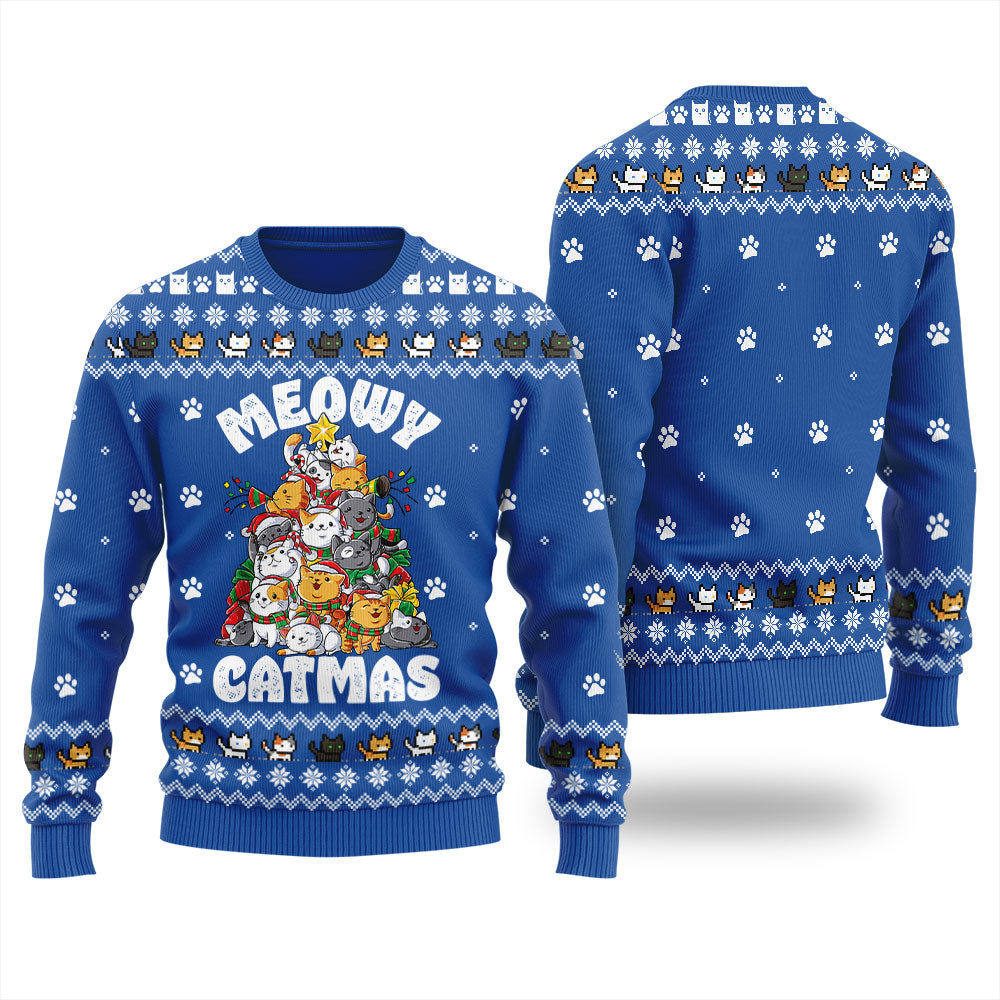 Cat Xmas Tree Christmas Sweater Women