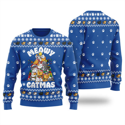 Cat Xmas Tree Christmas Sweater Women