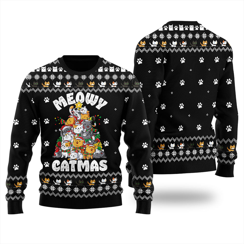 Cat Xmas Tree Christmas Sweater Women